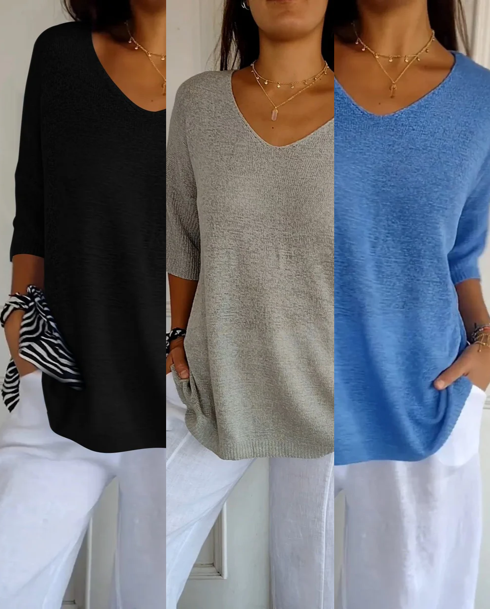 Kit 3 Blusas Luna® em Malha Leve – Imperdível 🔥